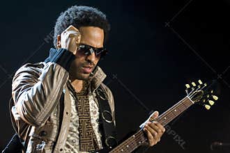 Rock singer Lenny Kravitz at concert