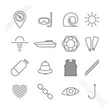 Set of nautical icons, vector illustration.