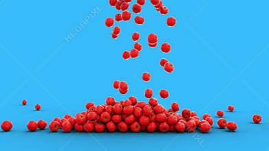 Fresh tomatoes falling with water drops. Food concept. Isolate with alpha matte