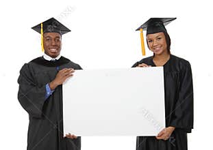 Man and Woman Graduation Sign