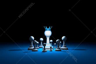 Great authority. Leader (chess metaphor). 3D render illustration