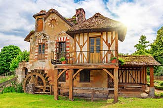 Landscape of hamlet Queen Marie Antoinette's estate near Versail