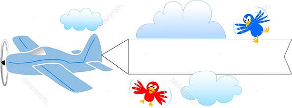 Airplane with blank banner/eps