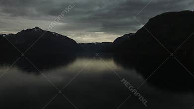 Flying over water in the rain