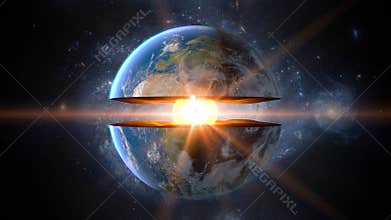 Earth core. inner structure with geological layers. 3d rendering