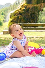 Baby smile picnic family backtround