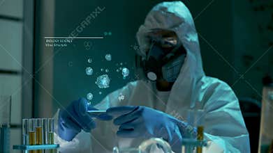 Examination of new dangerous virus strain. Global work to reduce epidemy, diseases and illness in the world. Bio