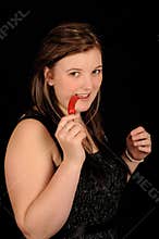 Teenager eating chili