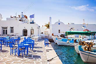 Typical Greek islands, village of Naousa, Paros island, Cyclades