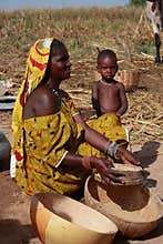 African woman with a baby