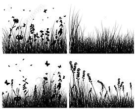 Grass silhouettes set