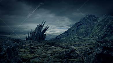 Alien structure on rocky planet