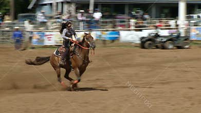 Rodeo Cowboys - Cowgirls Barrel Racing in Slow Motion - Clip 4 of 5