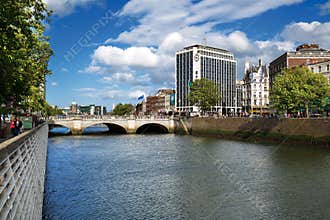 O'Connell Bridge over the river Liffey in Dublin City Centre