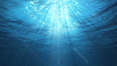 Underwater Sun Rays in the Ocean (Loop)