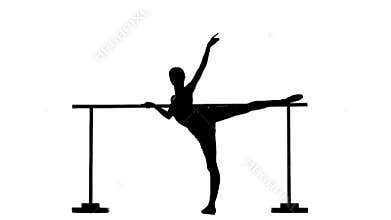 Flexible Ballerina posing on ballet barre
