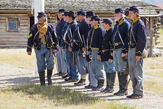 CASPER, WY__CIRCA Â JULY Â 2015__Soldiers and indians reenactment in Casper, Wy. circa July 2015