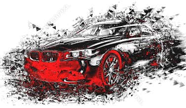 Modern red abstract sports car art effect