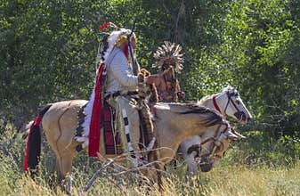 CASPER, WY__CIRCA Â JULY Â 2015__Soldiers and indians reenactment in Casper, Wy. circa July 2015
