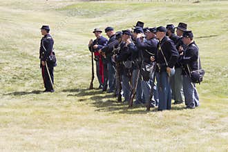 CASPER, WY__CIRCA Â JULY Â 2015__Soldiers and indians reenactment in Casper, Wy. circa July 2015