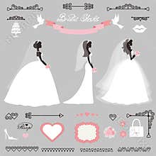 Different Bride dress.Wedding bridal shower decor set