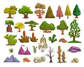 Cartoon nature landscape elements