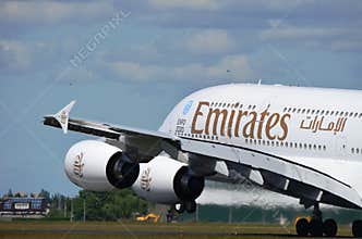 Emirates A380 taking off