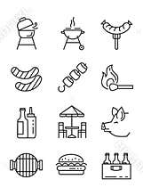 Flat bbq icons