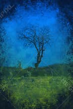 Lone tree grunge background