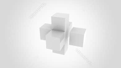 Abstract grey cube assembling endlessly. Join, addition, and expansion concepts. 4K seamless loopable motion background