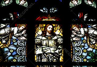Ascension of jesus Christ in stained glass