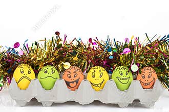 Eggs with cartoon face.