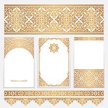 Vintage gold borders and frames on white