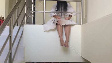 Horror scene.Close up a scary girl.No filter