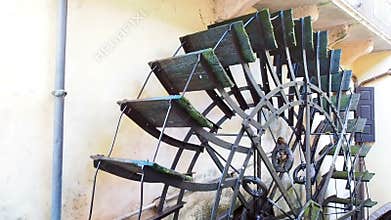 Water wheel mill closeup