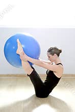 Pilates woman stability ball gym fitness yoga