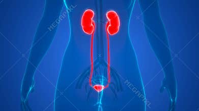 Female Internal organs Urinary System Bladder Anatomy Animation Concept