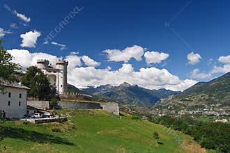 Aosta valley with Castle, Italy