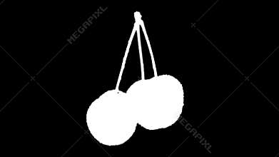 Fresh cherries with waterdrops spin and float - isolated