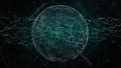 Spinning globe with network connections