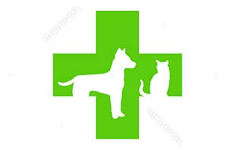 Veterinary cross logo on white background. Illustration