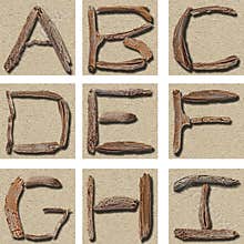 Seamless Tiling Driftwood Alphabet A - I