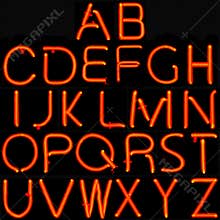 Red neon alphabet