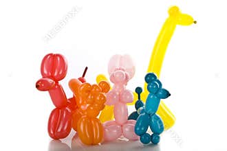 Simple balloon animals on white