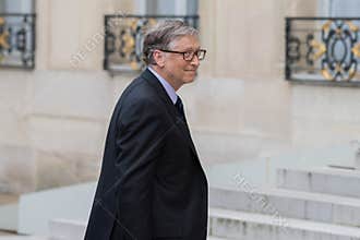 PARIS, FRANCE - APRIL 16, 2018 : Bill Gates at the Elysee Palace