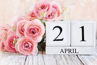 April 21st Calendar Blocks with Pink Ranunculus