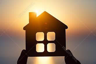 Sweet dream home and happy family concept, real estate agent offer new house to buy and for rent