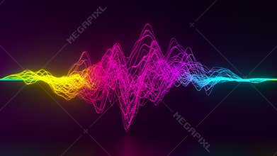 Abstract background with neon glowing bright wavy lines