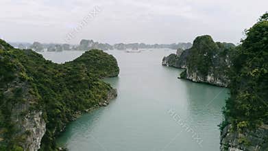 Directly above view of Halong Bay in Vietnam