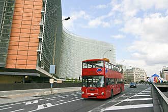 Bus at European commission building Brussels